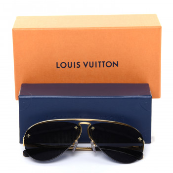LOUIS VUITTON Monogram Grease Sunglasses Z1172W Gold 1115377