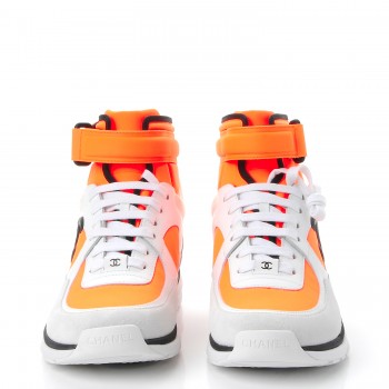 orange high top chanel sneakers