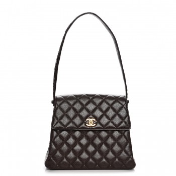 CHANEL Caviar Quilted Flap Shoulder Bag Dark Brown 206169