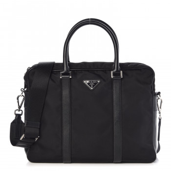 PRADA Tessuto Nylon Saffiano Briefcase Black 389447