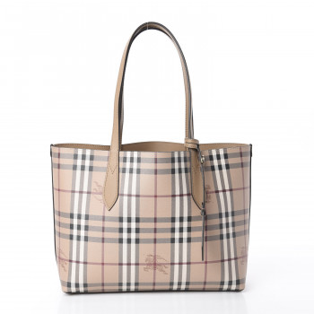 BURBERRY Grainy Calfskin Haymarket Check Small Reversible ...