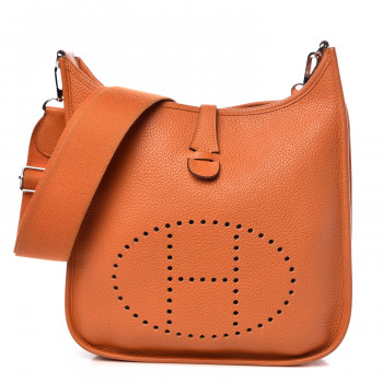 HERMES Taurillon Clemence Evelyne III PM Orange 389956