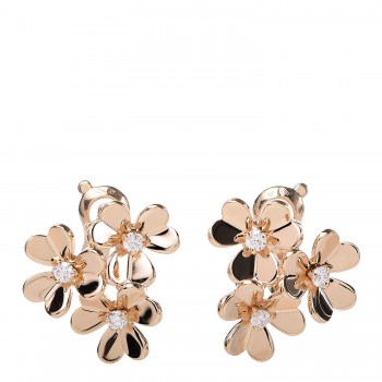 cleef 18k arpels frivole earrings diamond van yellow flowers mini gold