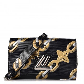 Louis Vuitton Black Epi Leather Floral Twist Wallet Long Wallet