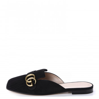 GUCCI Suede GG Marmont Fringe Mule 