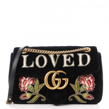 marmont gucci embroidered velvet pearl shoulder bag medium