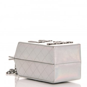 goatskin lait coco carton metallic milk bag silver chanel