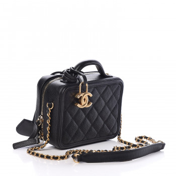 chanel caviar quilted small cc filigree vanity case black