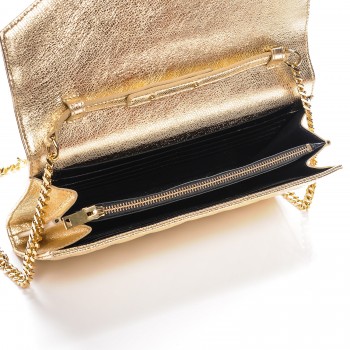 SAINT LAURENT Metallic Calfskin Tri-Quilt Monogram Envelope Chain ...