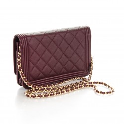 chanel wallet on chain burgundy