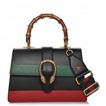 black gucci purse with green and red strap