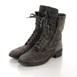 chanel grey suede boots