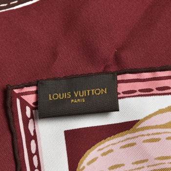 LOUIS VUITTON Silk Square Handle Me Scarf Burgundy 218775