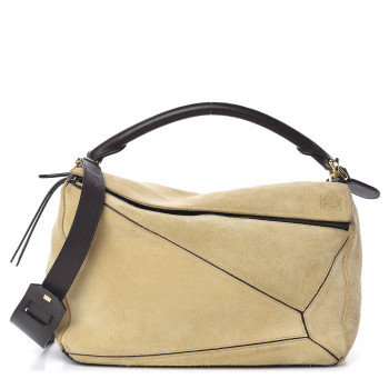 loewe suede puzzle bag medium gold