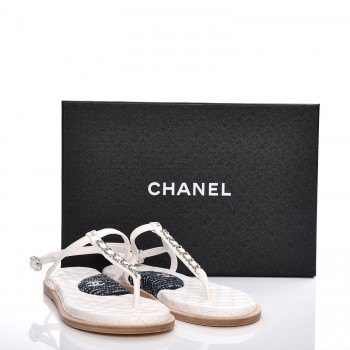 white chanel thong sandals