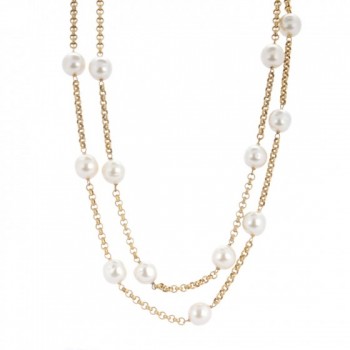 irregular chanel pearl necklace gold pinch zoom