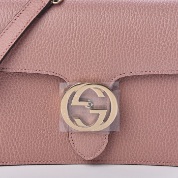 calfskin gucci interlocking dollar shoulder soft bag pink