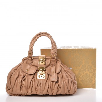 miu coffer matelassé nappa leather handbag