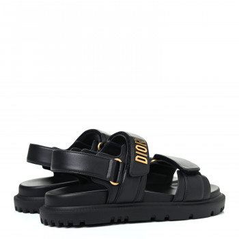 CHRISTIAN DIOR Lambskin Dioract Sandals 36.5 Black 818491 | FASHIONPHILE