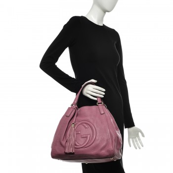 gucci fresia calfskin pebbled soho shoulder rose bag medium