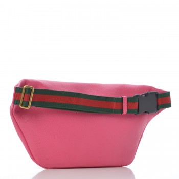 GUCCI Grained Calfskin Gucci Print Belt Bag Pink 295715