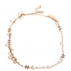 chanel pearl necklace cc classic gold