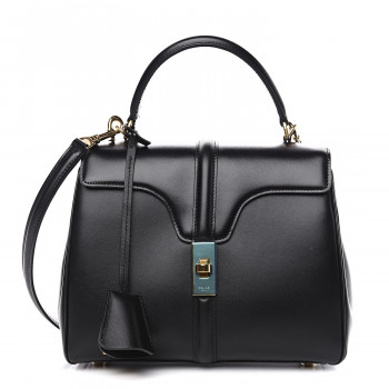 CELINE Satinated Calfskin Small 16 Top Handle Bag Black 547768 ...