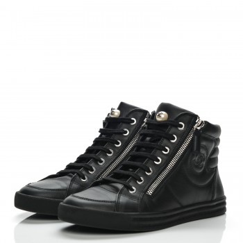 CHANEL Calfskin Pearl High Top CC 