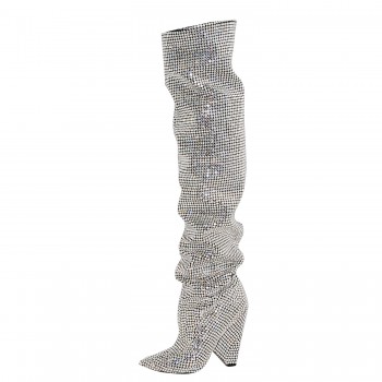 swarovski crystal thigh high boots